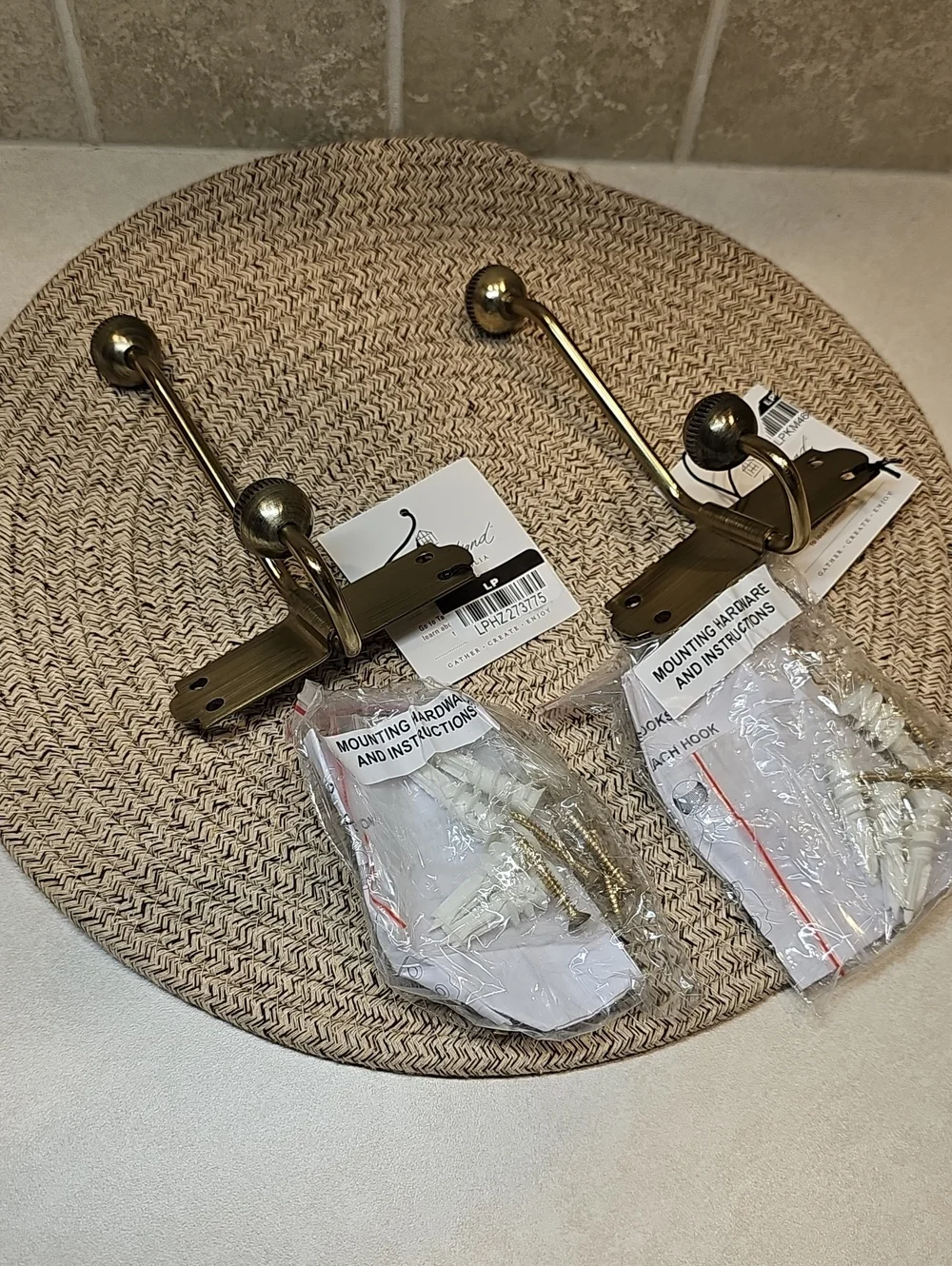 Hearth & Hand Brass Single Wall Hook Set Of 2